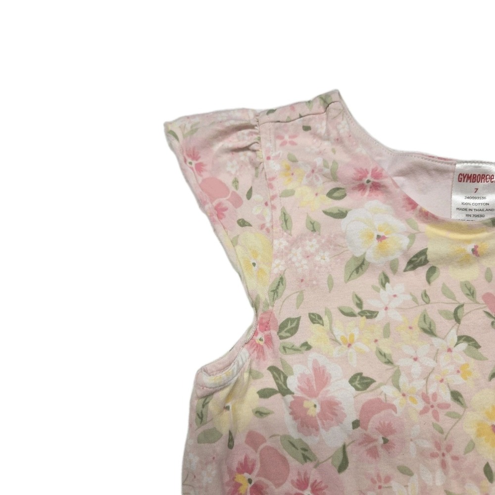Gymboree Garden Bloom Pink Floral Spring Dress Tiered Ruffle 100% Cotton Girls 7 - Picture 2 of 5